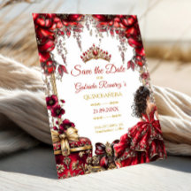 Rote goldene Tiara Floral Quinceañera