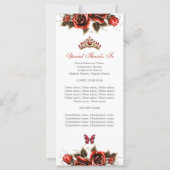 Rote goldene Tiara-Rosen-Quinceañera-Programm (Rückseite)