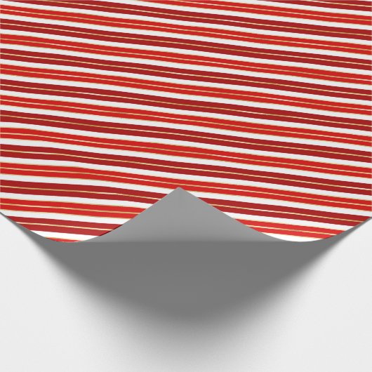 Rote, goldene und weiße Weihnachtsstreifen Geschenkpapier (Ecke)