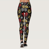 Rote/goldene Weihnachtsschmuck Leggings (Rückseite)