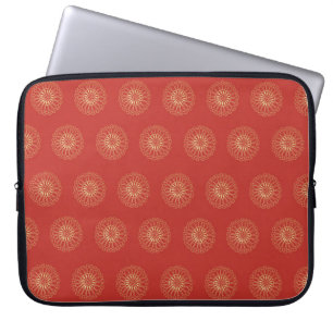Rote Goldene Zinnien-Blumenmedaillons Laptopschutzhülle