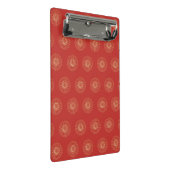 Rote | Goldene Zinnien-Blumenmedaillons Mini Klemmbrett (Schrägansicht)