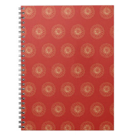 Rote | Goldene Zinnien-Blumenmedaillons Notizblock