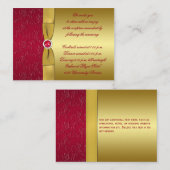 Rote, goldfarbene, florale Empfang-Umschließkarte Begleitkarte (Vorne/Hinten)