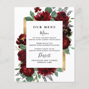 Rote goldfarbene, rustikale, elegante Speisen für 