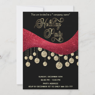 Rote Goldglatter, einfache Corporate Holiday Party Einladung