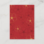 Rote Goldkirschblüten Hochzeitsdetails Begleitkarte (Rückseite)