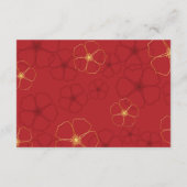 Rote Goldkirschblüten Hochzeitsdetails Begleitkarte (Rückseite)