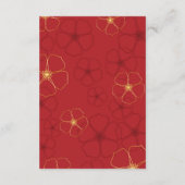 Rote Goldkirschblüten Hochzeitsdetails Begleitkarte (Rückseite)