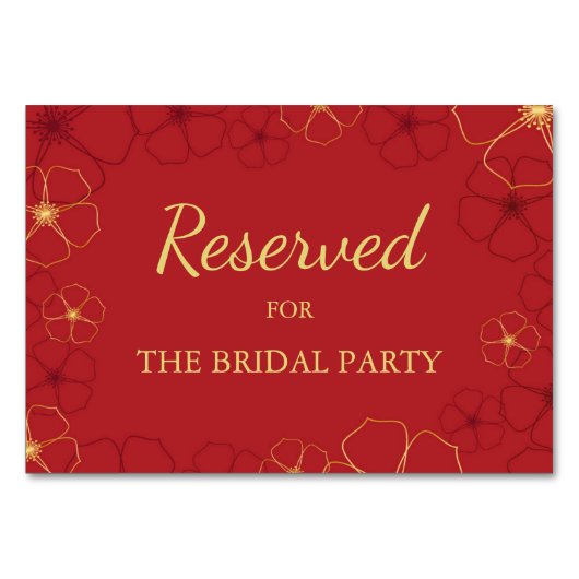 Rote Goldkirschblüten vorbehalten Tafelzeichen Tischnummer (Vorderseite)