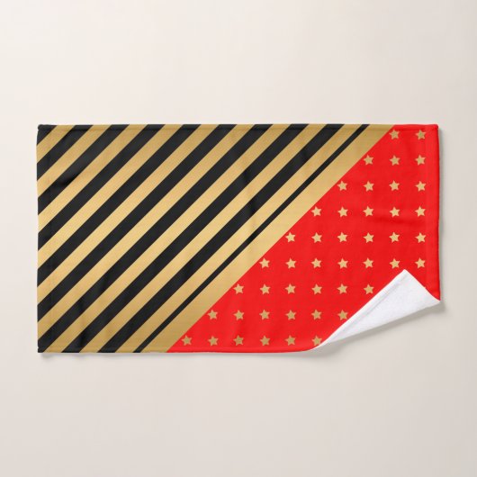 ROTE GOLDSCHWARZE STARTEN & STREIFEN BADEZIMMER TO BADHANDTUCH SET (Handtuch)