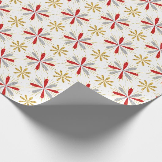Rote Goldsilber-Weihnachtsverpackung Geschenkpapier (Ecke)