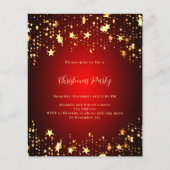 Rote Goldsterne Weihnachten Party Einladung (Vorderseite)