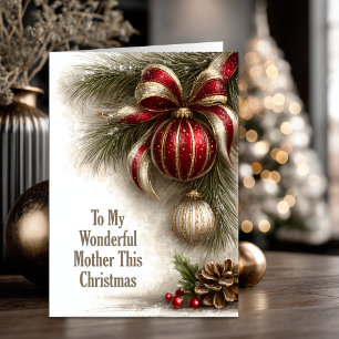 Rote Goldverzierungen Mutter Weihnachten