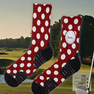 Rote Golf Socken, Motif Golf Balls. Und Ihr Name Socken