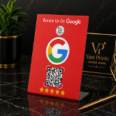 Rote Google Bewertungsanzeige mit QR-Code Sockelschild
