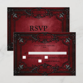 Rote Gothic-Halloween-Alternative-Hochzeits-Antwor RSVP Karte