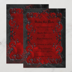 Rote Gothic Halloween Hochzeit Save the Date Ankündigung