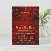 Rote gotische Hochzeit Save The Date (Stehend Vorderseite)