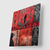 Rote Gotische Quadrate Quadratische Wanduhr (Winkel)