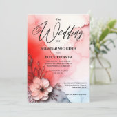 Rote Gradation Romance Einladung (Stehend Vorderseite)