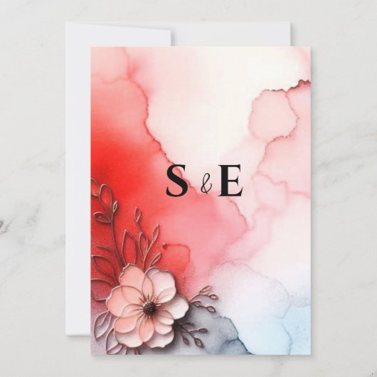 Rote Gradation Romance Einladung (Rückseite)