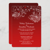 Rote Gradient Abstrakte weiße Blume Rotes Herz Einladung (Vorne/Hinten)