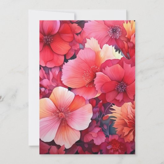 Rote Gradient Floral Hochzeit im Herbst Einladung (Rückseite)