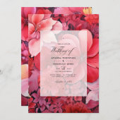 Rote Gradient Floral Hochzeit im Herbst Einladung (Vorne/Hinten)