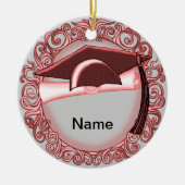 Rote Graduation Cap Keramik Rundschmuck Keramik Ornament (Vorne)