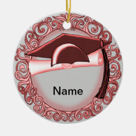 Rote Graduation Cap Keramik Rundschmuck Ornament