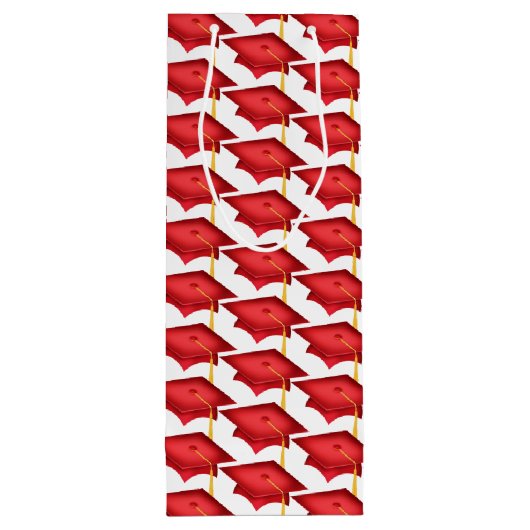 Rote Graduierungskappen mit Goldfass Geschenktüte Für Weinflaschen (Rückseite)