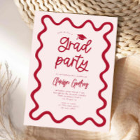 Rote Graduierungsparty der handgezogenen Linie