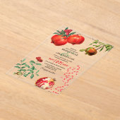 Rote Granatapfel Botanische Mittelmeer-Hochzeit Acryleinladungen (Ablage )