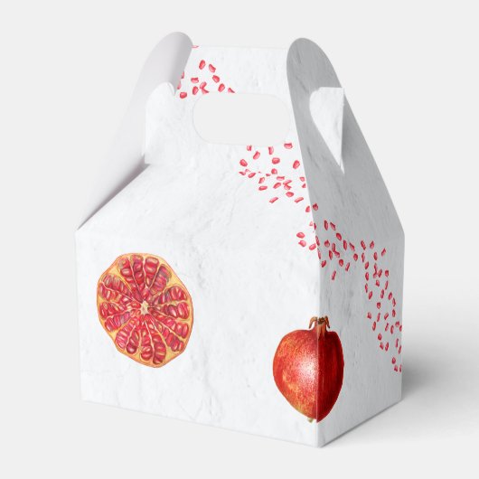 Rote Granatapfel Botanische Mittelmeer-Hochzeit Geschenkschachtel (Rückseite)