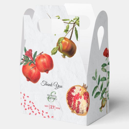 Rote Granatapfel Botanische Mittelmeer-Hochzeit Geschenkschachtel (Geöffnet)