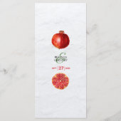 Rote Granatapfel Botanische Mittelmeer-Hochzeit Menükarte (Rückseite)