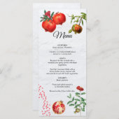 Rote Granatapfel Botanische Mittelmeer-Hochzeit Menükarte (Vorne/Hinten)