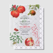 Rote Granatapfel Botanische Mittelmeer-Hochzeit Pergament Einladungen (Versetzt (Einladung))