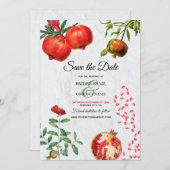 Rote Granatapfel Botanische Mittelmeer-Hochzeit Save The Date (Vorne/Hinten)