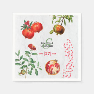 Rote Granatapfel Botanische Mittelmeer-Hochzeit Serviette