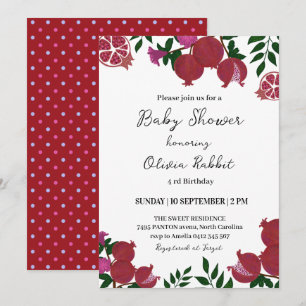 Rote Granatapfel-Stimmung Frucht Baby-Party Einladung