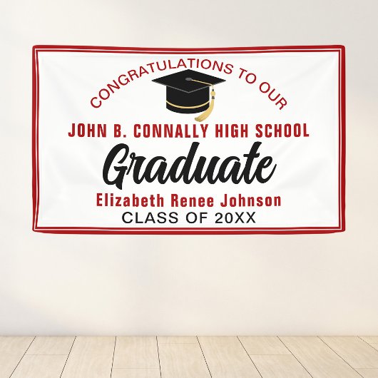 Rote Gratulations Absolvent Individuelle Party Banner
