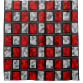 Rote graue Glasfliesen Duschvorhang (Vorderseite)