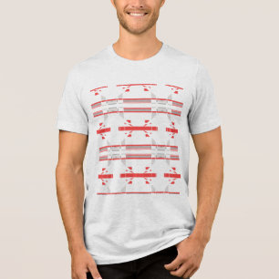 Rote graue horizontale Reihen Südwest-Blick abstra Tri-Blend Shirt