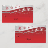Rote, graue Schneeflocken Hochzeit Platzkarte (Vorne/Hinten)