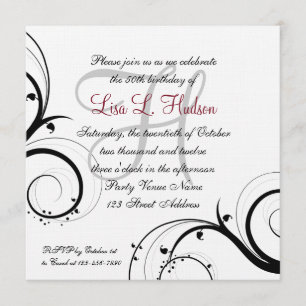 Rote Graue Schwarze Weiße Wirbel 50. Geburtstag Einladung