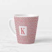 ROTE GRAUE STRICKLATTE-TASSE + Initiale Milchtasse (Linke Ecke)