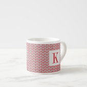 ROTE GRAUE STRICKWARE Espresso-Tasse + Initiale Espressotasse (Vorderseite Rechts)