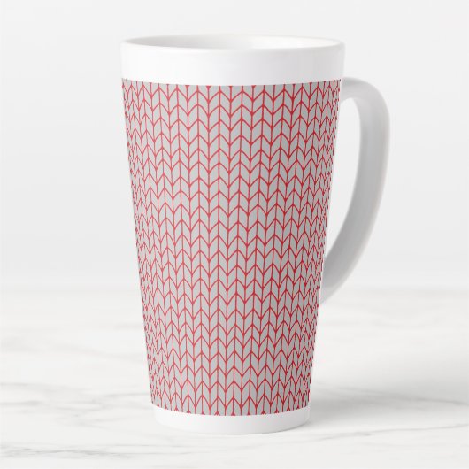 ROTE GRAUE STRICKWARE Hoher Latte-Mug  Milchtasse (Rechte Ecke)